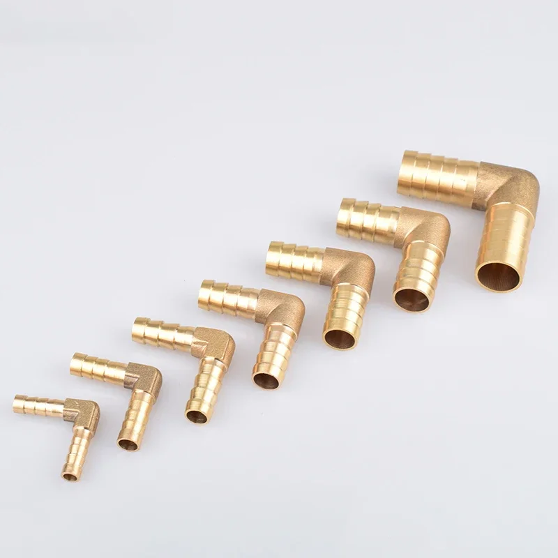 1~10Pcs 6/8/10/12/14/16/19mm Brass 90 Degree Pipe Fitting L Right Angle Elbow Brass Barb Connector Fuel Hose Joiner