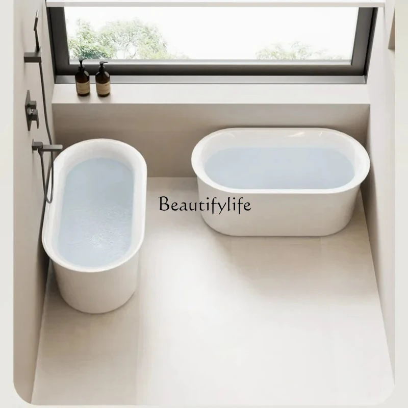 

Acrylic bathtub Household circular arc depth independent bath tub Adult lying neck bath
