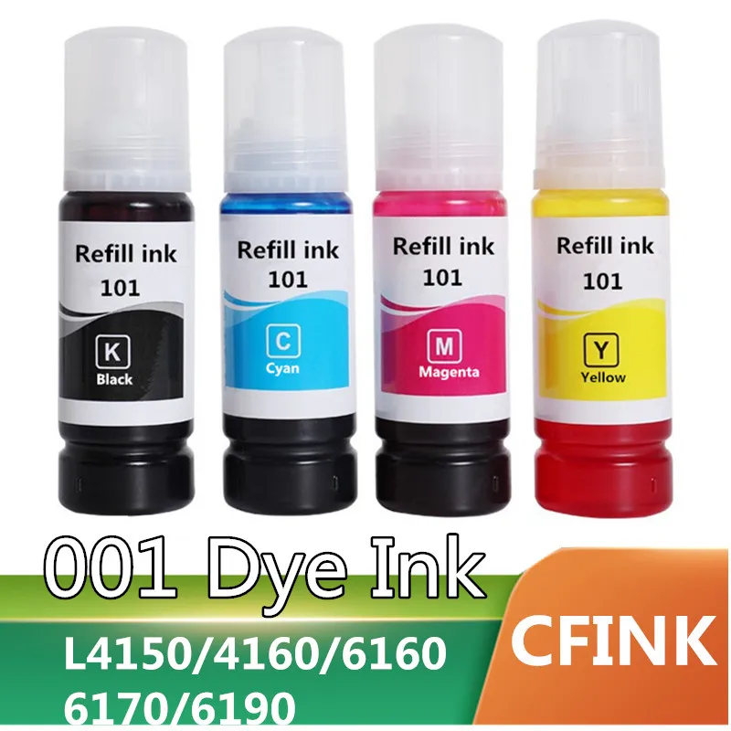 Dye Ink 101 T03V1 C13T03V14A Refill Ink For Epson EcoTank L4150/L4160/L4260/L4266/L6160/L6170/L6176/L6190/L6260/L6270