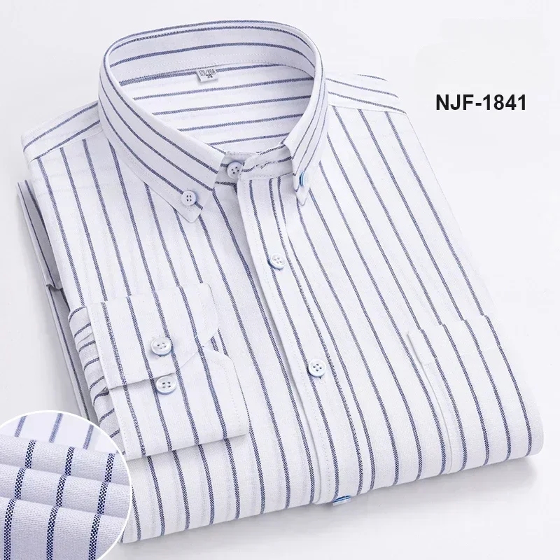 

100% pure cotton men's long sleeved shirt, middle-aged and young business casual pure cotton Oxford spun large shirt