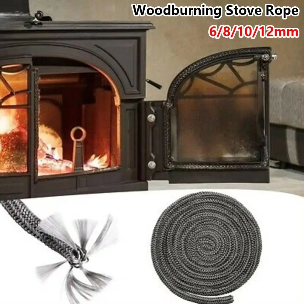 1Pcs 6/8/10/12mm Woodburning Stove Rope Furnace Door Seal Fireproof Fiberglass Fireplace Sealing Rope Sealing Rope Woodburner