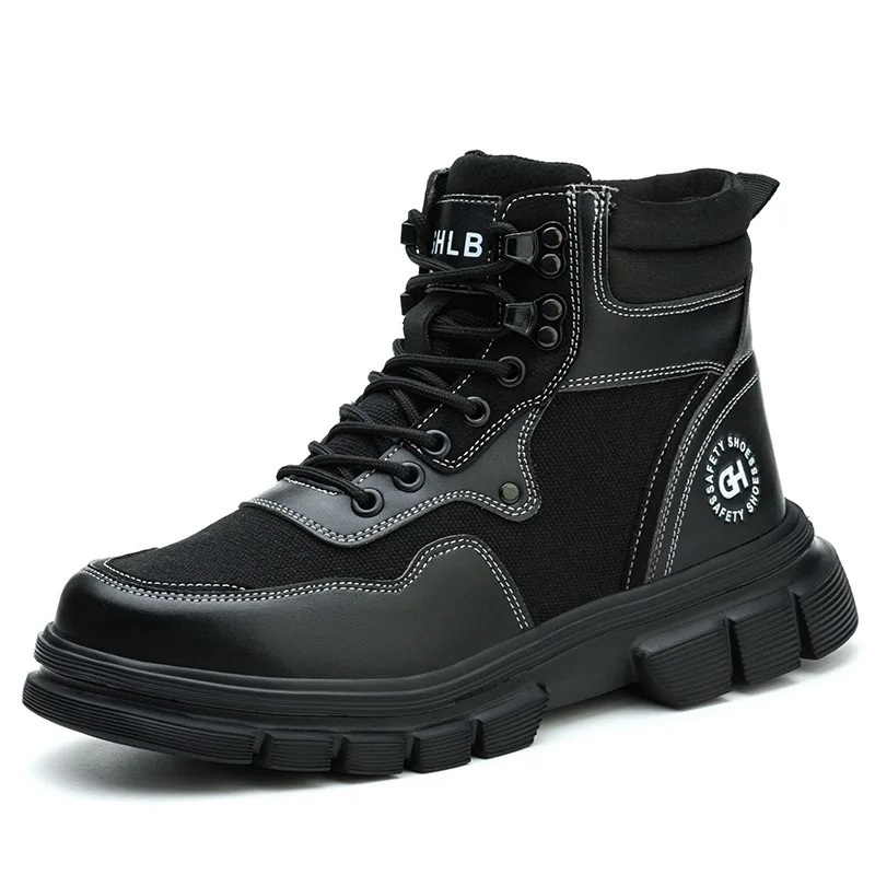 Soft soled high top boots with steel toe caps, wear-resistant, odor proof, smash proof, puncture proof, safety work shoes