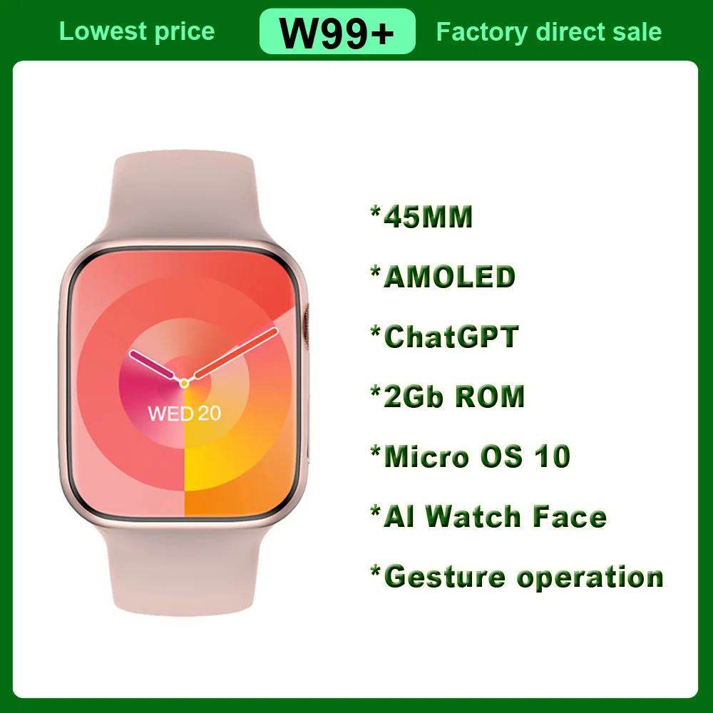 Microwear W99+  ChaGPT Amoled 2Gb Smart Watch 45MM OS10 Compass NFC Game Bluetooth Call W99 Plus Sport Smartwatch Men Women