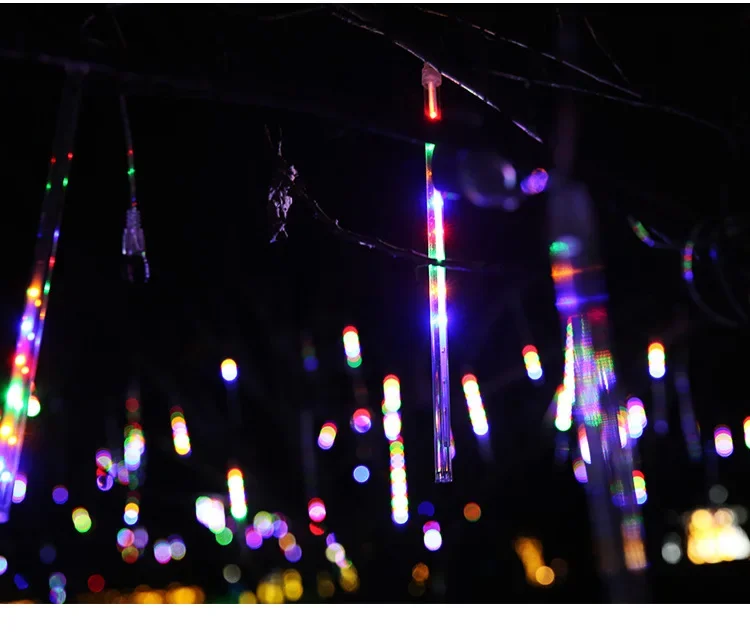 USB Falling Meteor Lights LED String Warm White Blue Colorful 30CM8Tubes 50CM8Tubes IP54 Waterproof 8 Modes Festival Yard Decor