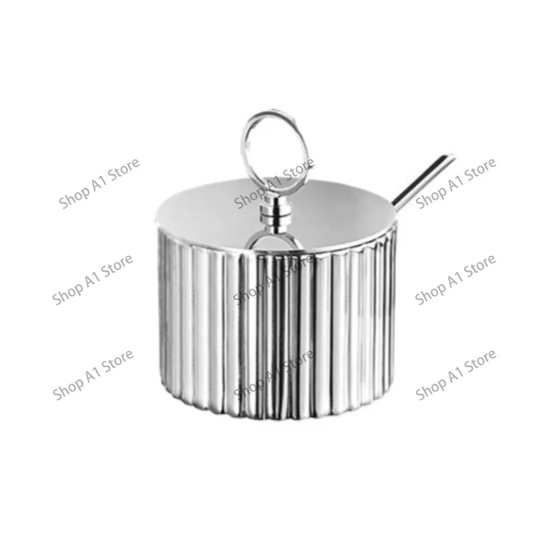 304 Nordic light luxury seasoning box Stainless steel kitchen storage box Jar seasoning bottle MSG salt tank