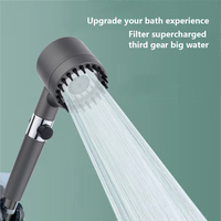 Black Shower Head Rainfall High Pressure 3 Modes Adjustable Boost Filter for Bathroom Accessories Sets