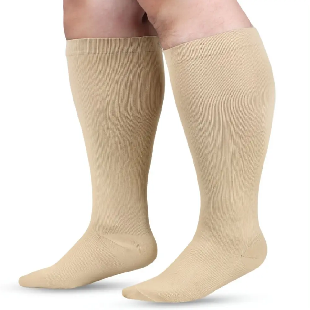 Plus Size Compression Socks For Running Hiking Fitness Long Calf Support Stockings Breathable Nylon Athletic Sports Wear