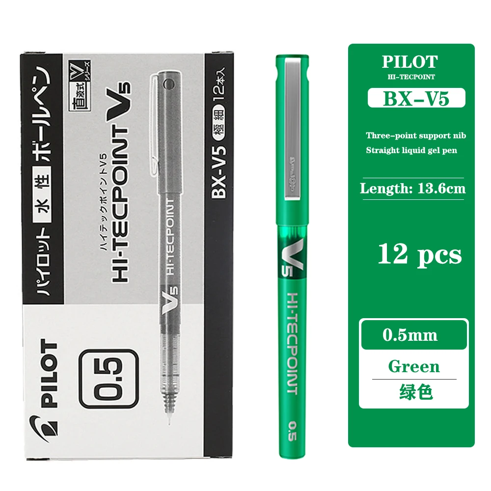 12 Stks/doos Pilot Gel Pen BX-V5 Rechte Vloeibare Balpen 0.5Mm Grote Capaciteit Kleur Spuit Pen Schoolbenodigdheden Briefpapier