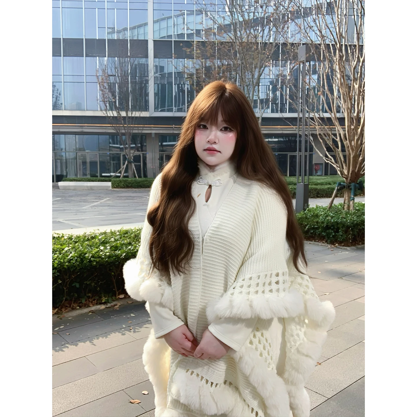 

Soft Lazy Sle Knitted awl Cardigan Hollow out Tassel White Lightweight Spring Autumn Winter Outerwear for Women