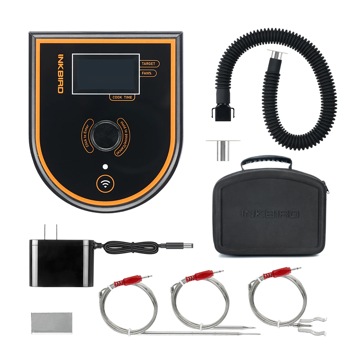 INKBIRD Wireless Automatic Food Thermometer ISC-007BW BBQ Temperature Controller for Big Green Egg Free Adapter & Carry-All Case