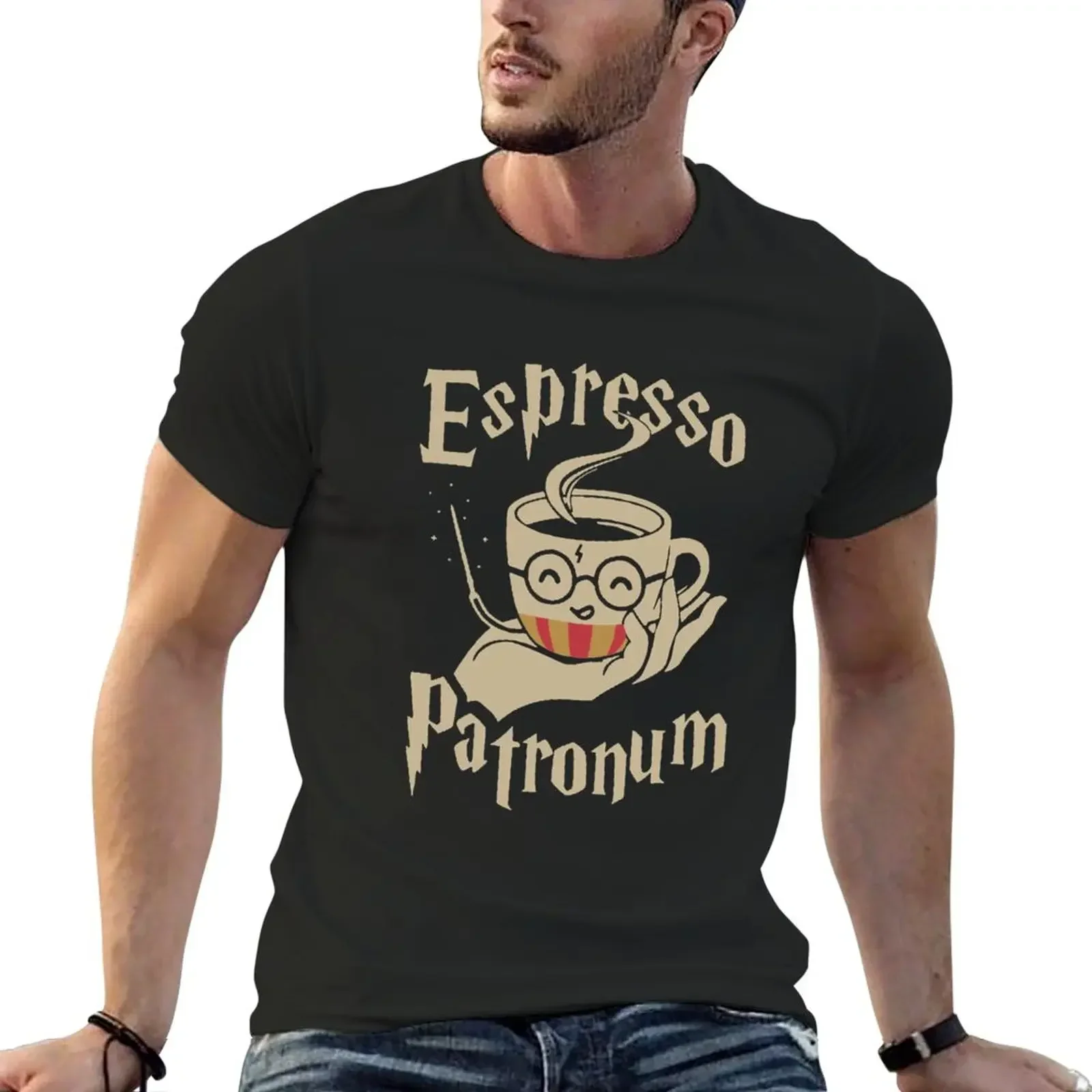 Espresso Patronum For Coffee Lovers Funny Wizard T-Shirt cute clothes Aesthetic clothing mens cotton t shirts