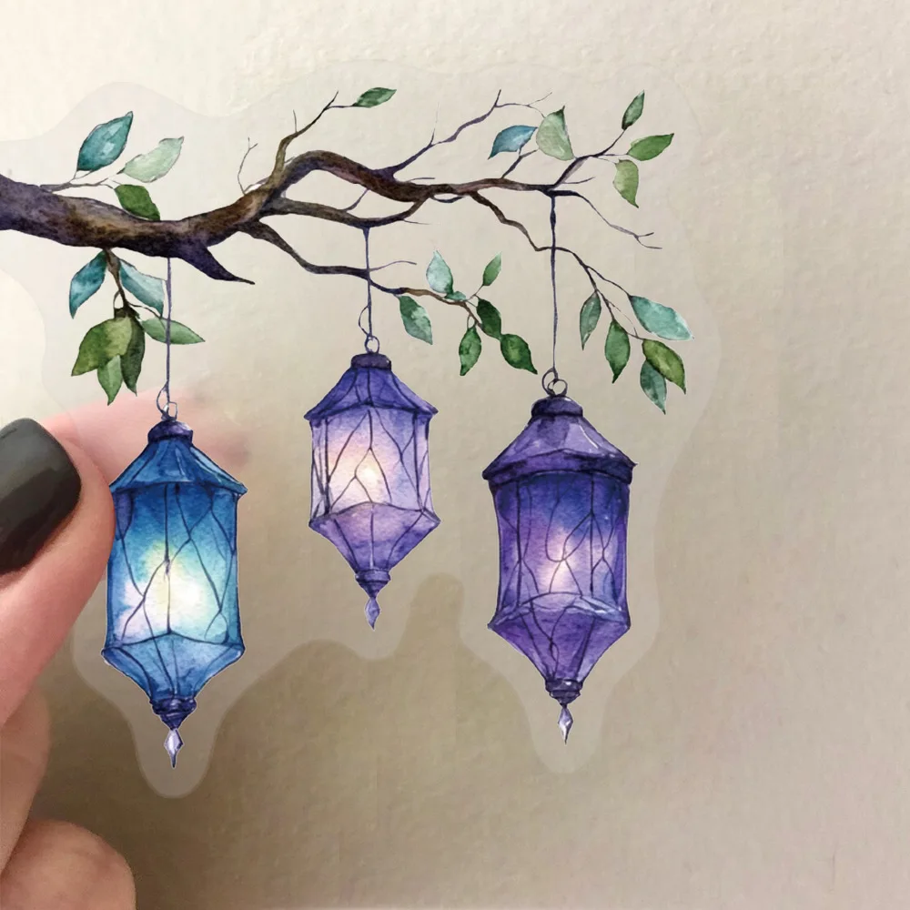 50PCS Colorful Lantern Bulb Sticker PET Decorative Decal for Stationery Water Bottle Mobile Phone Tablet Laptop Computer Luggage