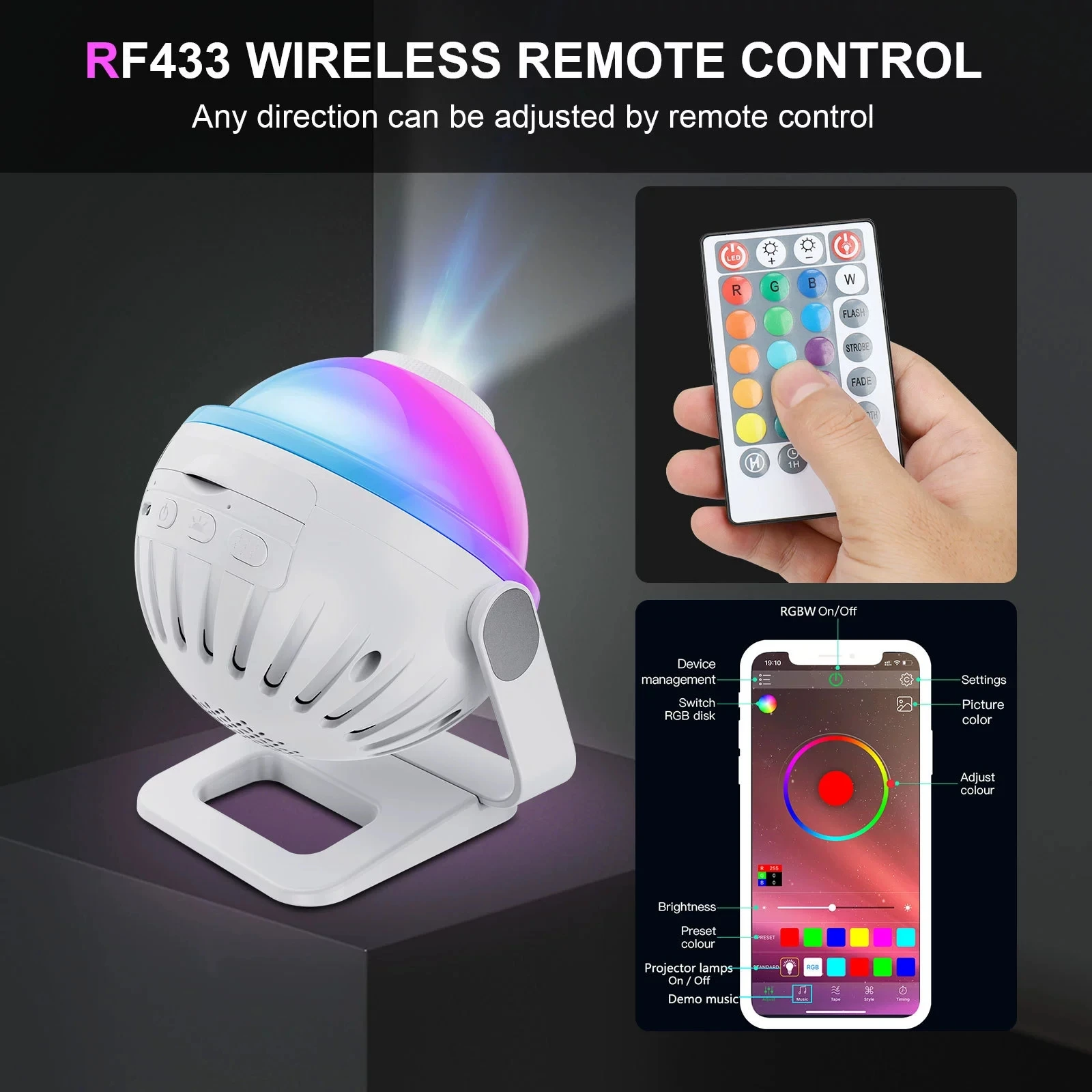 Projecteur étoilé de galaxie 360 °   Veilleuse nébuleuse lune pour chambre d'enfants, lampe de projecteur de plafond avec application et télécommande pour la décoration de la maison