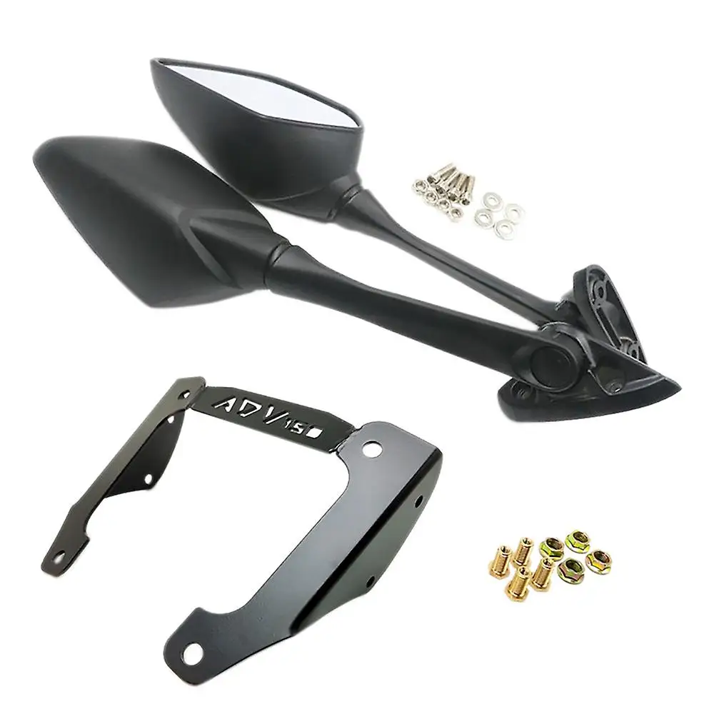 

Motorcycle Black Rear View Mirror+bracket Kit Windshield Bracket