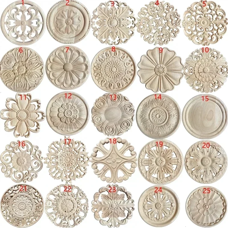 Sculpture Circle Retro Style Art Wall Decorative Wood Applique Vintage Home Decoration Accessories Miniaturas Kawaii Accessories