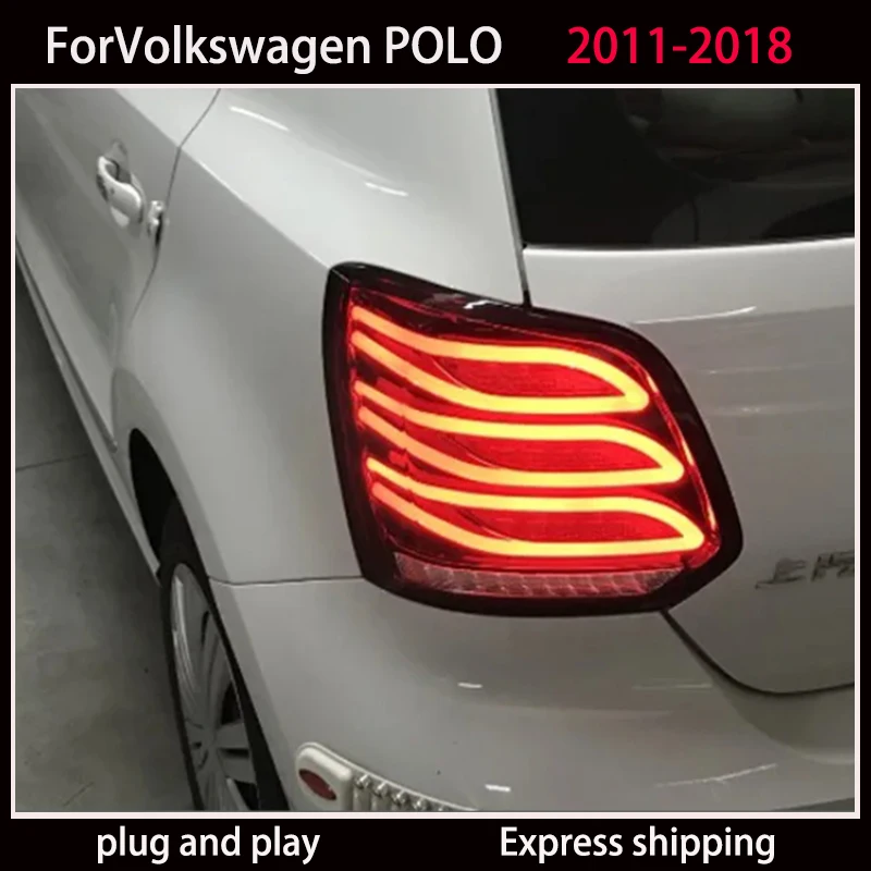 For VW Polo Tailight Assembly 2011-2018 LED Streamer Steering Rear Tailight DRL Lights Modified Mercedes-Benz Car Accessories