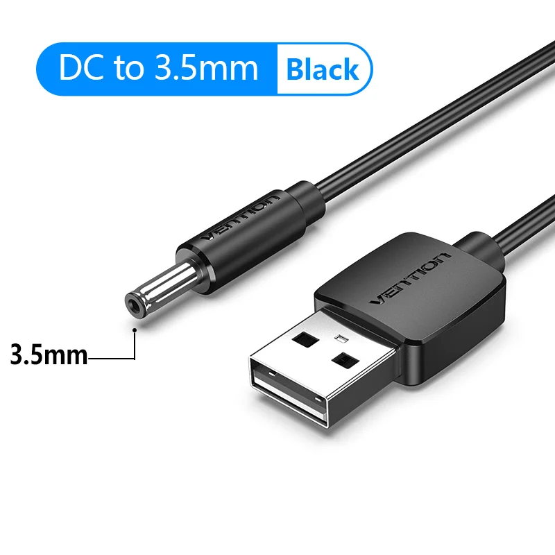 Ventie USB naar DC 3,5 mm voedingskabel USB A naar 3,5 jackconnector 5V voedingsadapter voor fans USB HUB DC 5,5 mm oplaadkabel