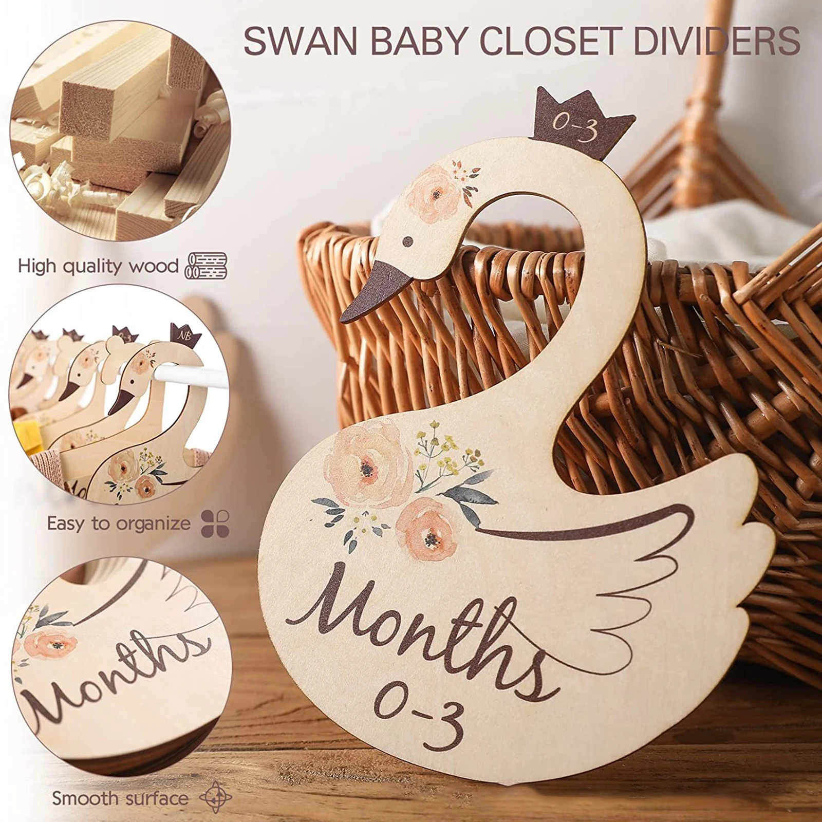 7x Baby Dividers Cloth Organizer Infant Wardrobe Divider for Bedroom