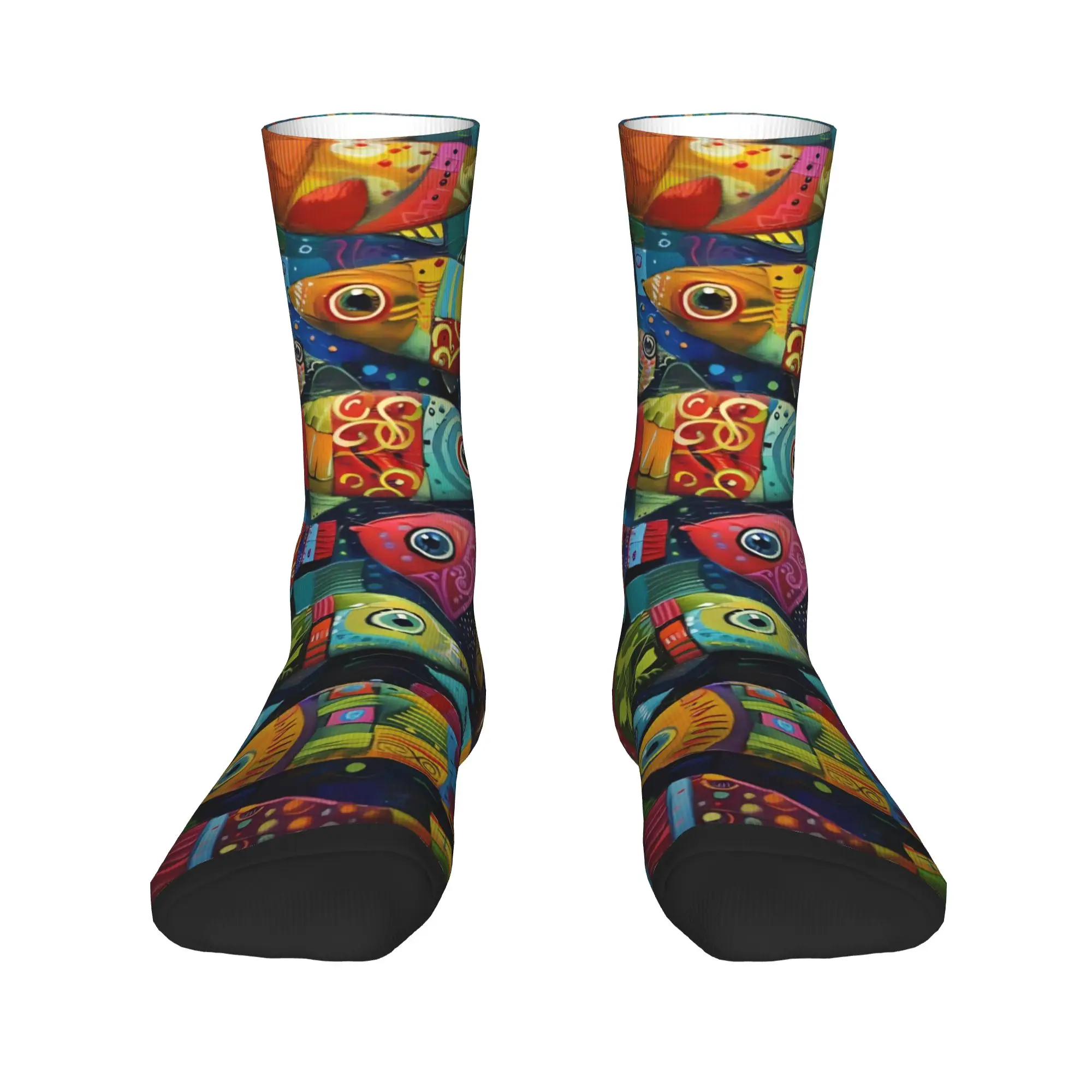 Fish Bait Stockings Colorful Printed Fish Fishing Pattern Novelty Socks Autumn Non Slip Socks Men's Climbing Comfortable Socks