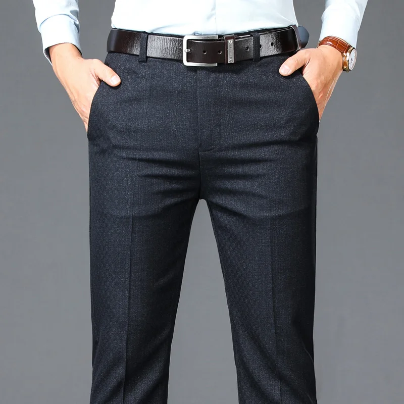 Formal Business Casual Suit Pants Spring Autumn Straight Solid Color All-match Men's Clothing Commute Daily Mid Waist Trousers