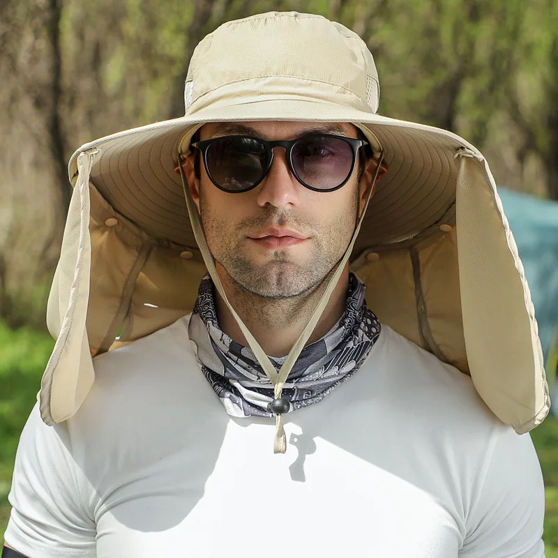 

Hot Sell Sombrero Hat Men Women Curtain Neck Protection UPF50+ Sun CAP Summer Light Breathable Wide Brim Fisherman Outdoor M20