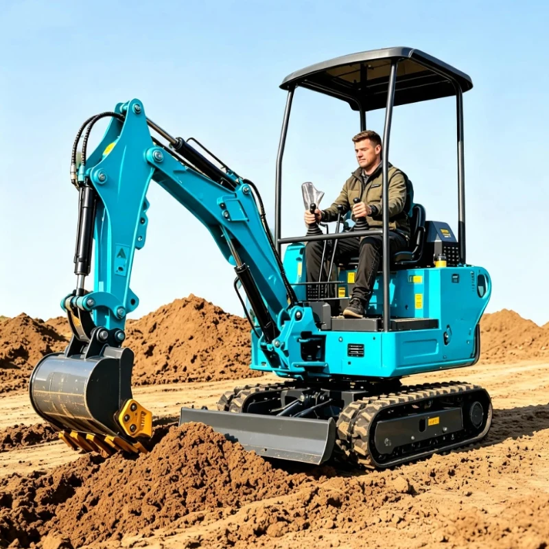 High Performance 1Ton Mini Crawler Excavator, Customized Hydraulic Attachments Compact Digger For Farm Trenching