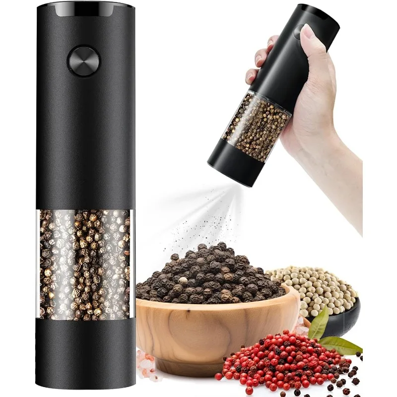 

Electric Salt and Pepper Grinder, Automatic Salt Pepper Mill Grinder Adjustable Coarseness, One-Button Control, Easy Filling