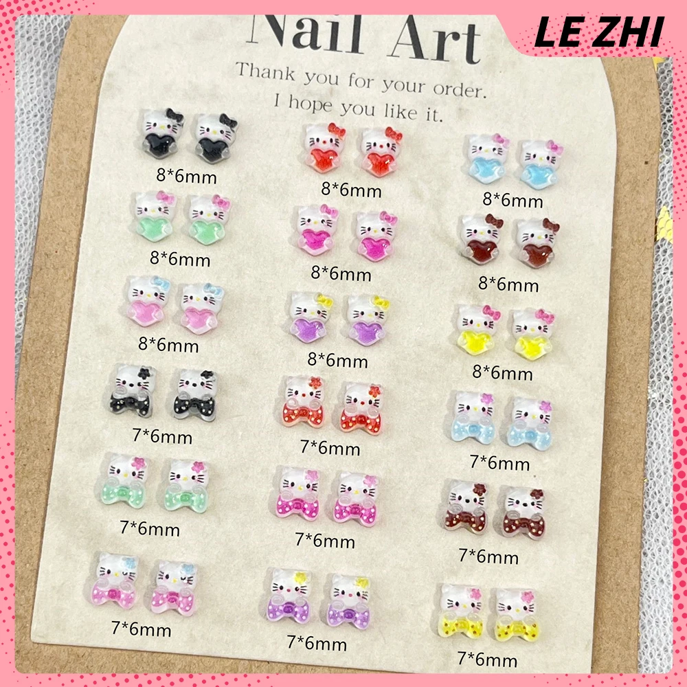 

20Pcs Mixed Resin Cartoon Hello Kitty Nail Charms Party Sticker 3D Heart Shaped Bow Diy Nail Art Accessorie Party Sticker