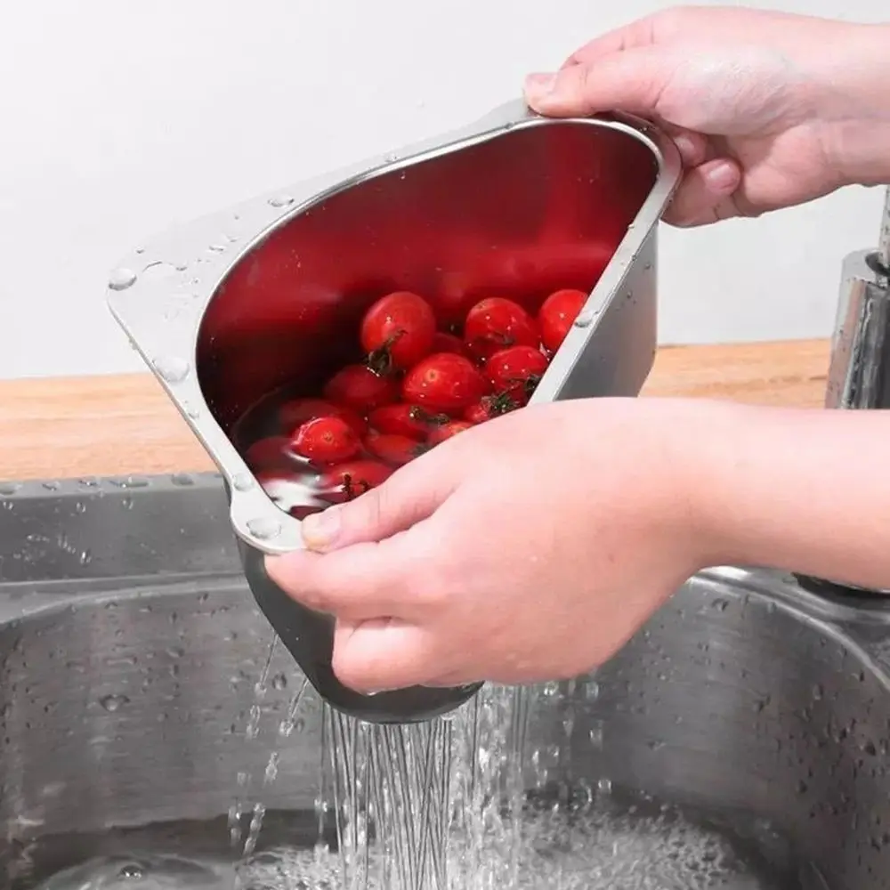 

Stainless Steel Material Stainless Steel Sink Drain Basket Triangle Shape Corner Strainer Design Triangular Sink Filter