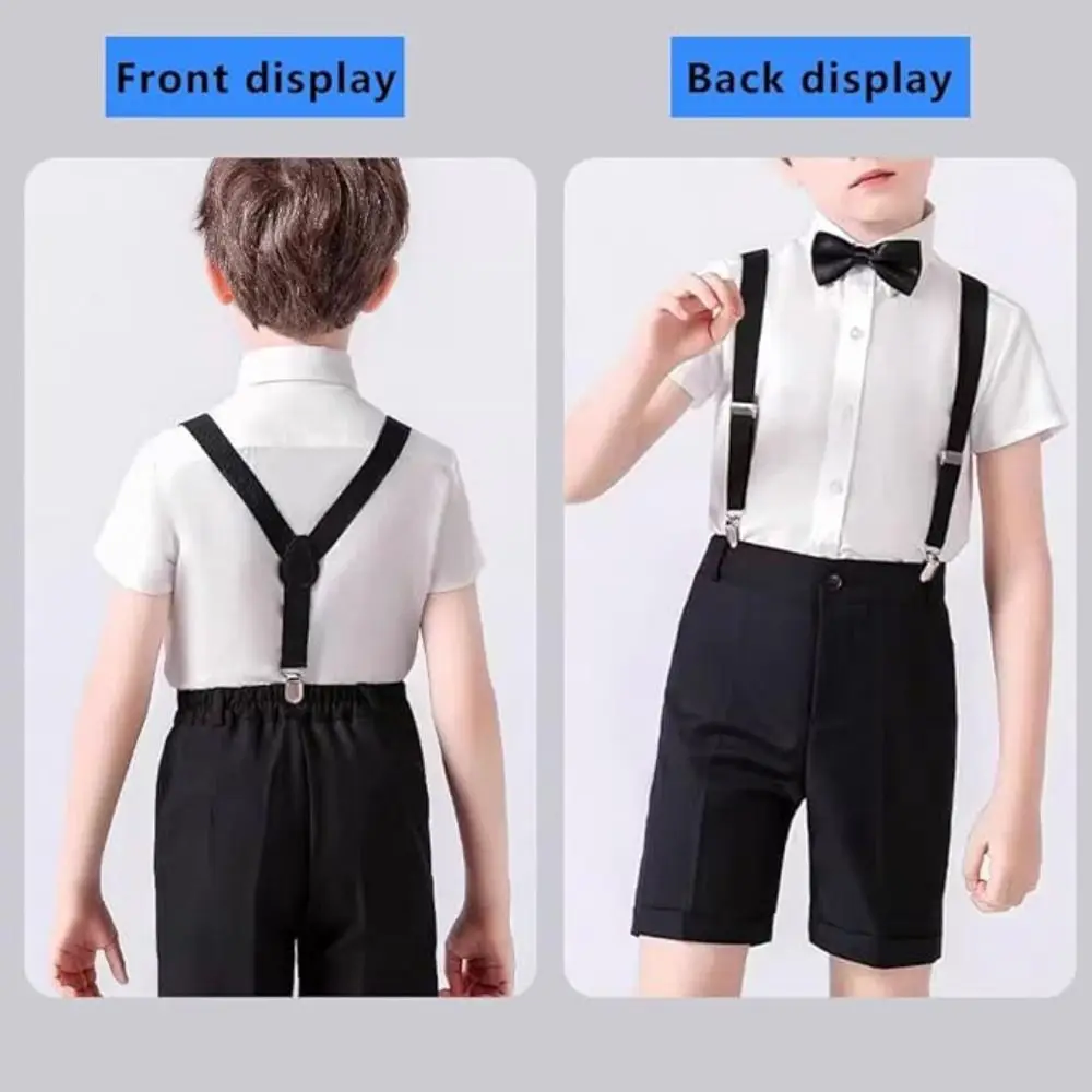 New Adjustable Kids Suspenders Elastic Solid Color Children Belt Suspenders Bowtie