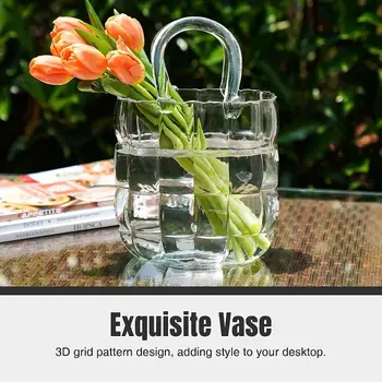 手提包花瓶多功能玻璃袋花盆水生植物魚缸花園家居水景擺飾婚禮裝飾 8 best sales 手提包花瓶 - №8