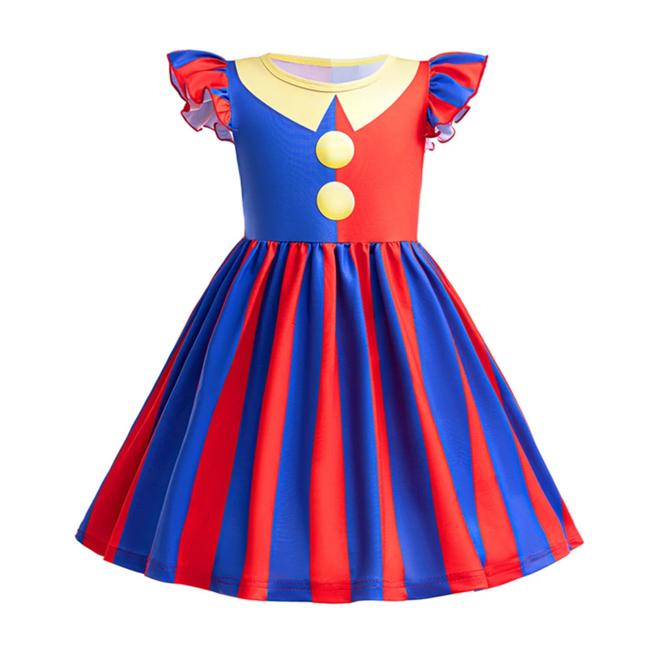 Erstaunliches Zirkus-Cosplay Pomni-Kostüm Mädchen-Clown Bühnenkostüm Kinder Karneval Halloween Party Kleid Geburtstagsgeschenk – Detail 3