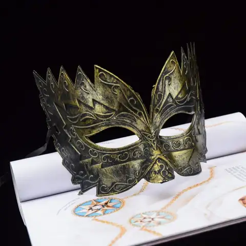 New Vintage Masquerade Mask Men Gold Roman Soldier Mask Adjustable Cosplay Party Phantom Opera Eyemask