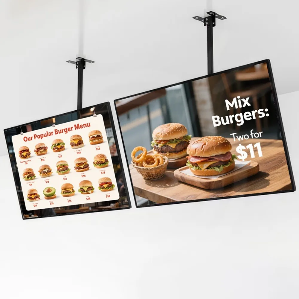 Custom LED Light Box Sign Backlit Menu Board Illuminated Poster Display Ultra-Thin Poster Hanging Sign Restaurant Burger Shop