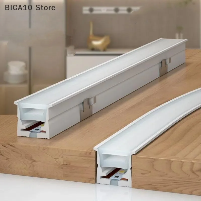 Stylish Aluminium Recessed LED Channel with Silicone Case for Display Cabinet and Bookshelf Lighting