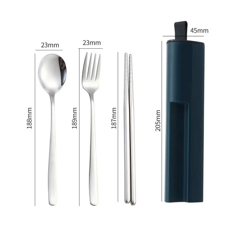 Travel Utensils Set made of 304 Stainless Steel; Reusable Flatware for Camping; Includes Spoon, Fork, Chopsticks, and Case