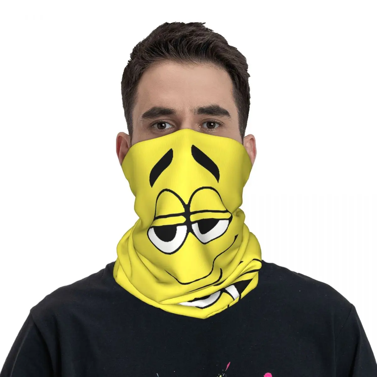 Yellow Candy Faces Scarf Neckerchief Neck Face Mask Polyester image 4