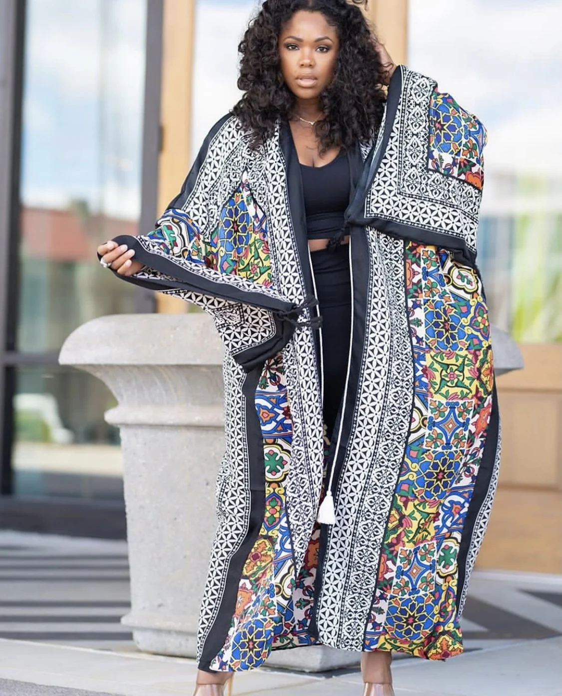 African Popular Cotton Printed Summer Women Beach Bikini Loose Cover Up Kuwait Muslim Lady Ramada Robe Long Cardigans