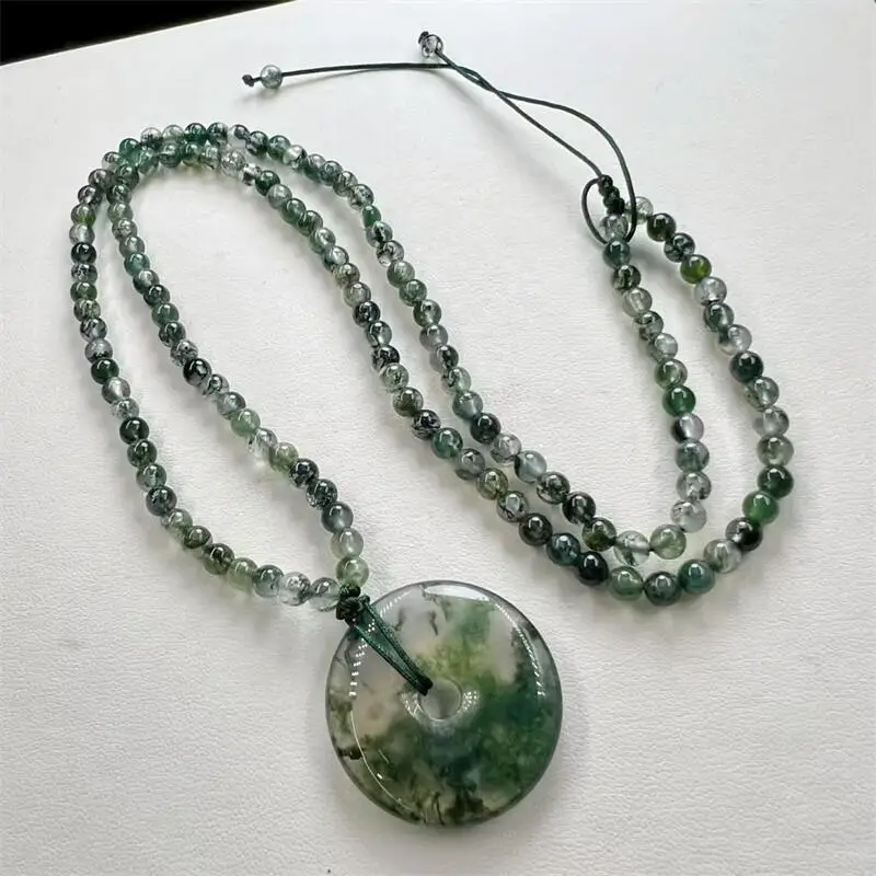 

Natural Moss Agate Bead Chain Safety Buckle Pendant Crystal Healing Stone Beads Water Drop Gemstone Gift 1PCS