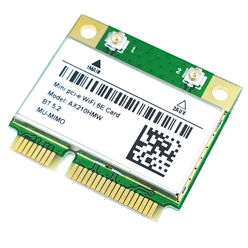 AX210HMW WiFi Card+2XAntenna WiFi 6E Mini PCI-E AX210 802.11Ax/Ac 2.4G/5G/6Ghz BT5.2 Wireless Adapter for Laptop