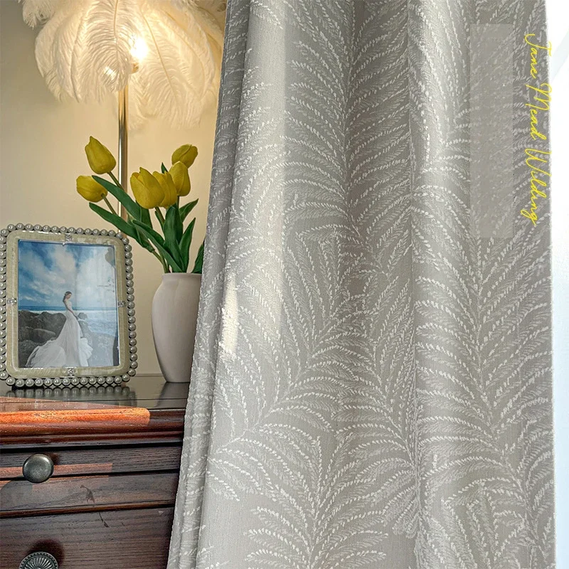 

Modern Simple Fashione Thicke Chenille Jacquard Blackout Luxury Curtains for Living Room Bedroom Dining White Tulle European