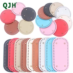 QJH 1 Pcs PU Leather Oval/Round Long Knitting Crochet Bags Bottom for Thick Yarn DIY Weaving Supplies Home Decor Purse Making