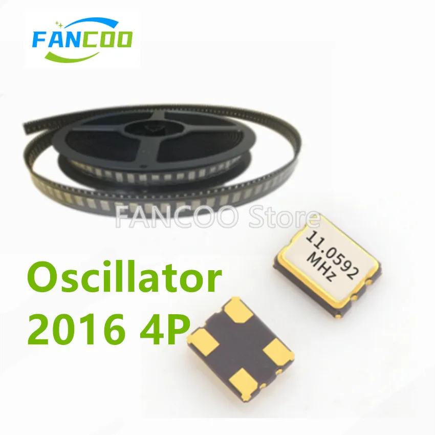 100PCS Oscillator 8.000MHZ 8M 2016 4P OSC 3.3V 2.0*1.6mm 10.000MHZ 12.000MHZ  13.560MHZ 12.288MHZ 19.200MHZ 20.000MHZ 25.000MHZ