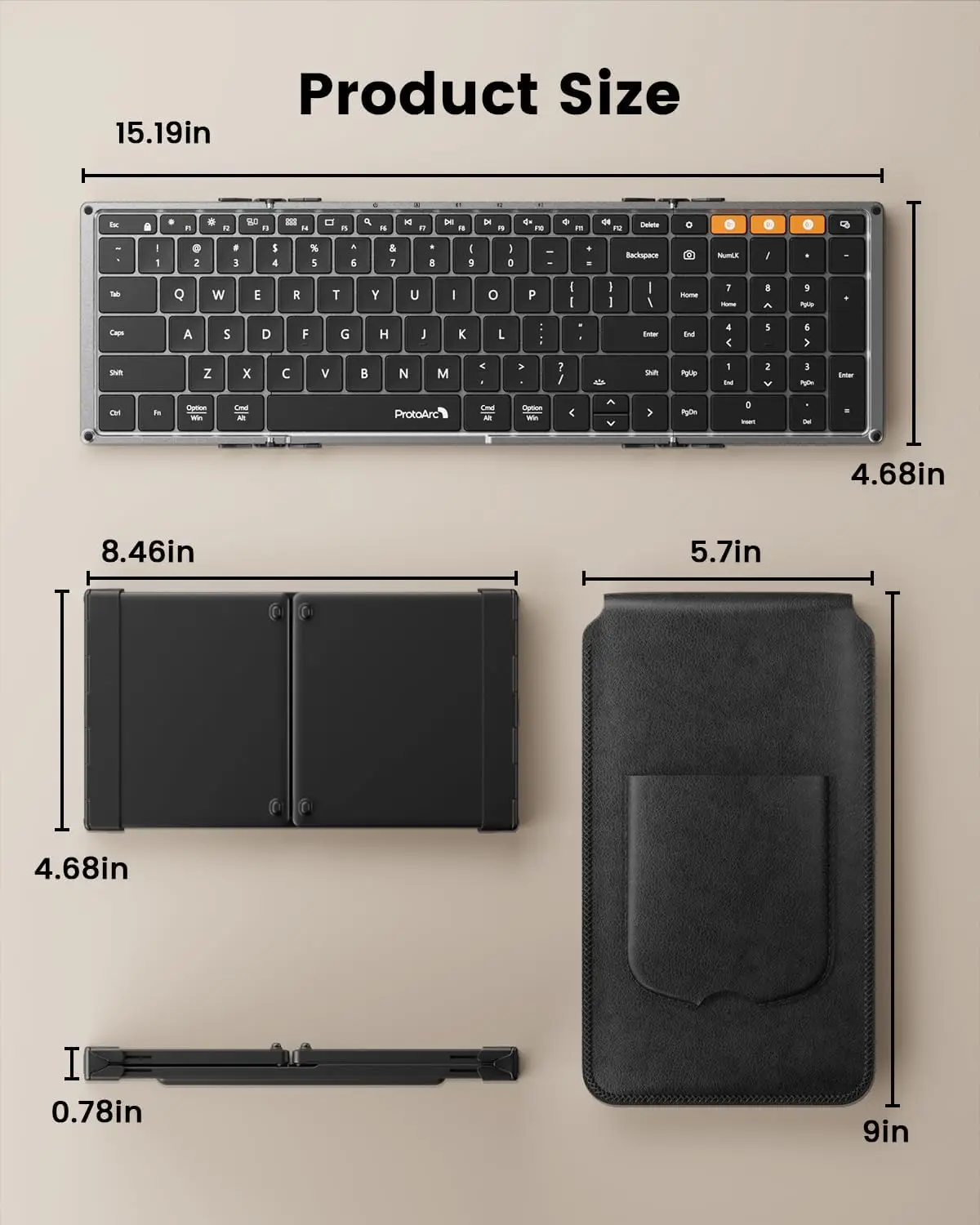 Imagem -06 - Protoarc Xk01 Plus Teclado sem Fio Dobrável Portátil Bluetooth Retroiluminado para Viagens Ipad Tablet Laptop