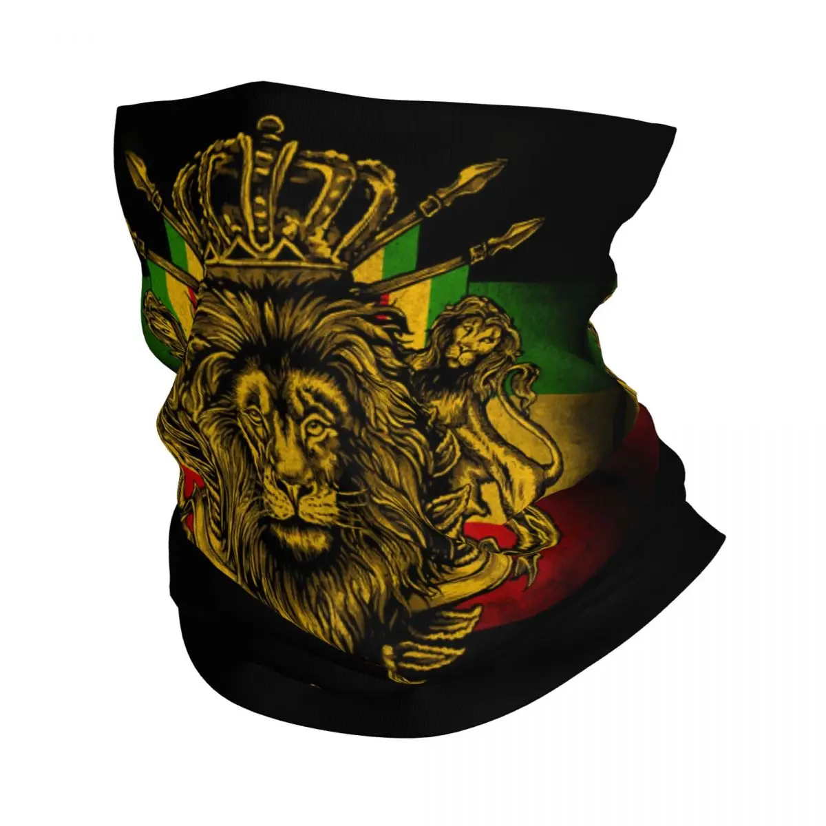 Custom Rastafarian Rasta Lion Winter Headband Neck Warmer Women Men Hiking Hunting Tube Scarf Jamaica Flag Face Bandana Gaiter