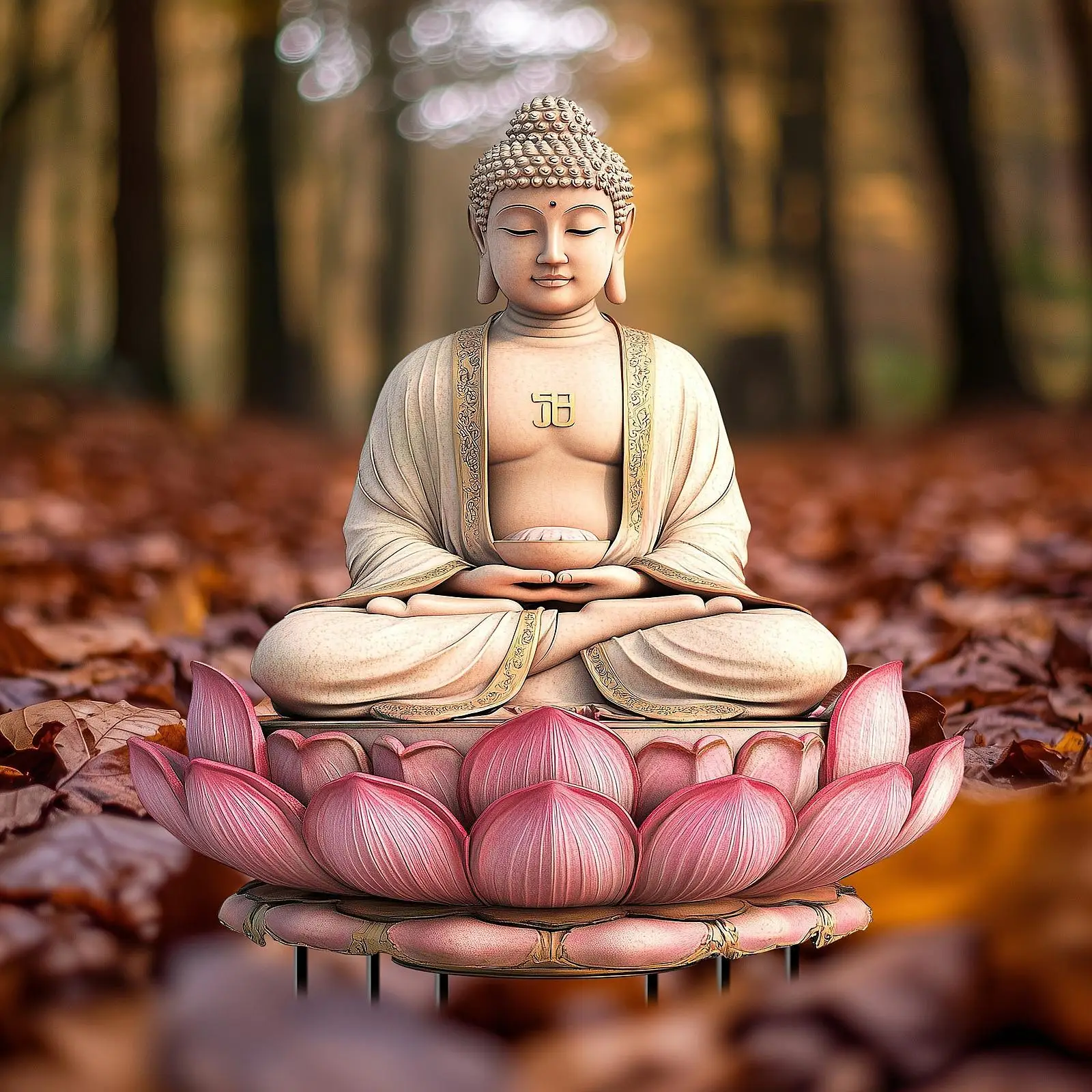 Garden Stake Atmosphere Props 2D Acrylic Buddha Sitting in Lotus Decorating Gifts for Potted Plant Porch Yard Lawn Pathway