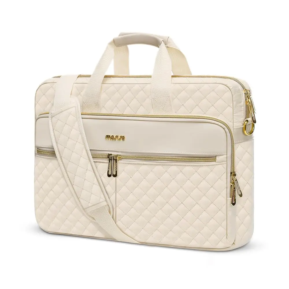 

13-14 inch Laptop Bag, Laptop Briefcase Messenger Compatible with MacBook Neo 13 inch/Air 13.6/13 /Pro 13/14, Square Quilted