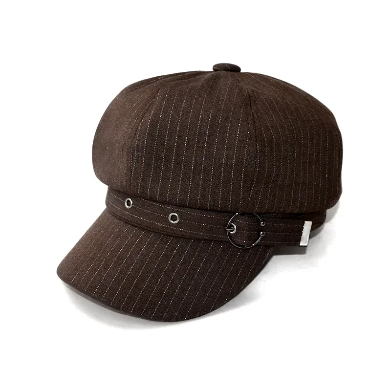 Solid Color Octagonal Beret Hats Trendy Windproof Warm Newsboy Hat Casual Painter Cap For Cabbie Girls Autumn Winter Hunting Cap image 3