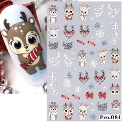 Cute Deer Christmas Nail Stickers 5D Embossed Elk Star Gingerbread Man Snowflake Santa Claus Holly DIY Winter Engraved Manicure*