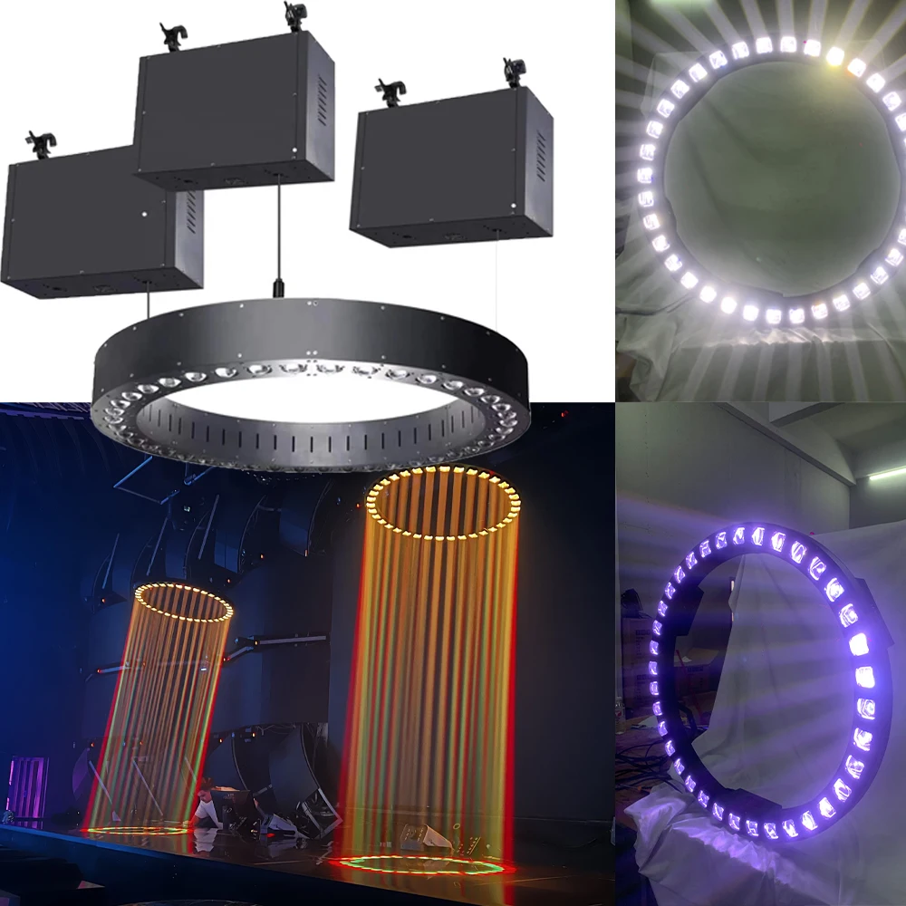 DJ Lighting 100CM LED Ring Circle Stage Effect Light with 3pcs Lifting Hoist Machines for Event Show